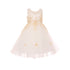 Big Girls Ivory Champagne 3D Floral Applique Junior Bridesmaid Dress 8-12 - SophiasStyle.com